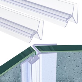 135 Degree Shower Door Side Seal Strip 110 Inch (15.75" x 7 Pcs) Frameless Glass Sliding Door Sweep Clear PVC Waterproof H-Jamb for 3/8 Inch (10mm) Glass to Stop Shower Leaks