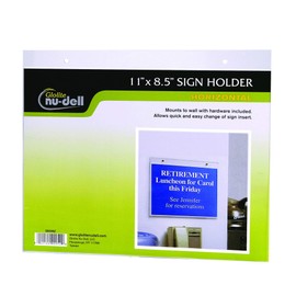 Nu-Dell 11" x 8.5" Horizontal Wall Mount Sign Holder, Clear