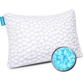 SUPA MODERN Cooling Bed Pillows for Sleeping 1 Pack Shredded Memory Foam Pillows Adjustable Cool Pillow for Side Back Stomach Sleepers Luxury Gel Pillows King Size with Washable Removable Cover