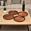 11-Inch Set of 4 Acacia Wood Dinner Plate Set Round