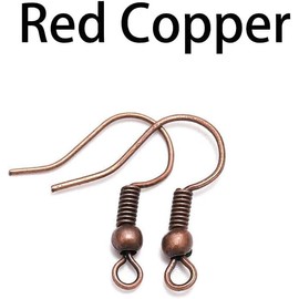 100Pcs 20 * 17mm Red Copper Earring Hooks Hypo-allergenic Ear Wires Fish Hooks with Ball and Coil Earring Wires Jewelry Findings for DIY Jewelry Making Earring Parts Supplies 10 Colors Earring Backs