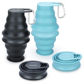 Nefeeko Collapsible Water Bottle,2 Pack 17oz Reuseable BPA Free Silicone Foldable Water Bottles for Travel Gym Camping Hiking, Portable Leak Proof Sports Water Bottle with Carabiner