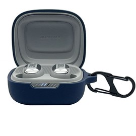 Silicone Case Cover Compatible with JBL Live Free 2/JBL Live Pro 2TWS True Wireless Earbuds, Protective Earphones Skin Cover with Keychain Hook (Blue)