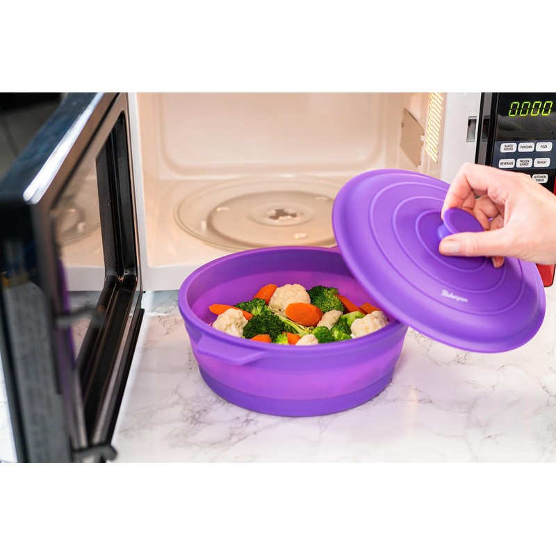 Bakerpan Silicone Microwave Steamer for Vegetables, Air Fryer Pot with