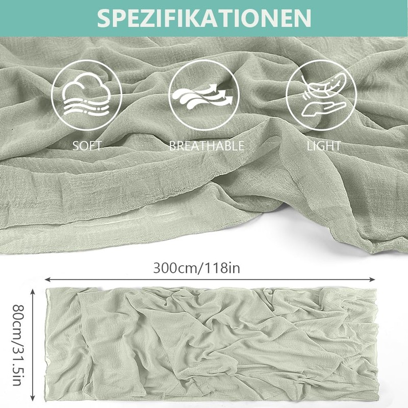 AUAUY Modern Gauze Rustic Table Runner Cheese Cloth Washable Washable