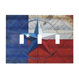 Barn Door Western Texas Star Flag 3 Gang Triple Toggle Light Switch Wall Plate Cover Decortive Electrical Faceplate For Rustic Barn Door Home Living Room Decorte