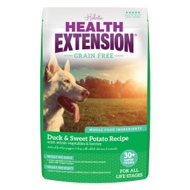 Health Extension Grain Free Duck & Sweet Potato Dry Dog Food - 30+ Superfoods and Probiotics for All Life Stages (10 lb)