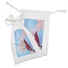 Lunarable Cardinal Fabric Pouch Set of 2, Cartoon Style Bird