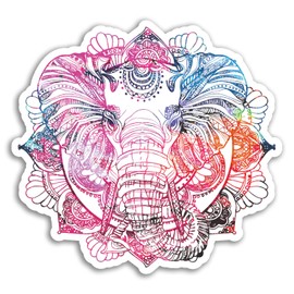 2 x 10cm Elephant Mandala Vinyl Stickers - Tribal Sticker Laptop Luggage #17815 (10cm Wide)