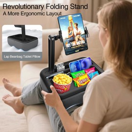 Generic V-Hold Tablet Pillow Stand, Kindle Pillow Stand with Snack Bowl, Tablet Holder for Lap in Bed for 4.7-13 iPad & Cell Phones. Ideal for Hands-Free Reading, Relaxation on Sofa, Bed, Recliner, Couches