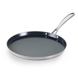 Tramontina Utsava 11-Inch Tri-Ply Clad Stainless Steel Ceramic-Coated Dosa Tawa, Non Stick Tava Pan for Roti, Crepe Pan, Comales para Tortillas, Pancake Griddle, Nonstick Flat Skillet