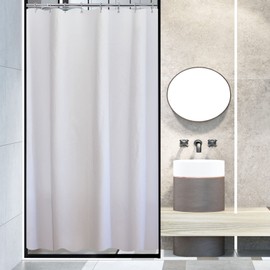 YISURE Stall Shower Curtain Cotton Fabric 48 x 84 inch, Narrow White Textured Heavy Luxury Shower Curtains for RVs or Small Bathtubs