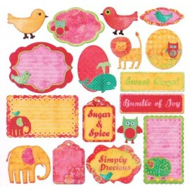 Creative Imaginations BOHO GIRL 17pc Flocked Journaling Die Cut Shapes Ephemera Creative Imaginations
