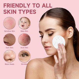 LILAC 100 Esponjas Faciales Comprimidas 100% Celulosa Natural Ecológicas Para Maquillaje, Limpieza Suave, Exfoliación Y Eliminación De Maquillaje Resistente. Ideales Para Viajes. Para Mujeres(Redondas
