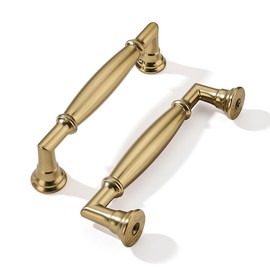 khtumeware 5 Pack 3-3/4 Inch(96mm) Champagne Bronze Cabinet Pulls Heavy Duty Solid Satin Brass Cabinet Handles Kitchen Cabinet Hardware for Cupboard Drawer Handles Dresser Pulls