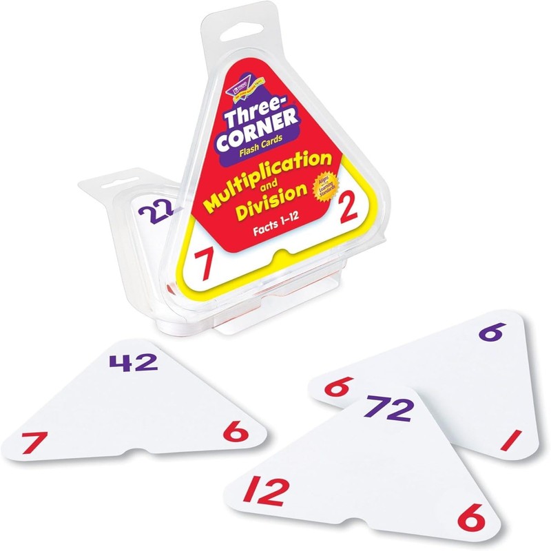 Trend Enterprises: Three-Corner Multiplication and Division Flash Cards, Interactive Self-Checking