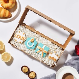 JCXPACK 4PCS 12 x 5 x 1.5 inches Premium Kraft Brown Cookie Boxes, Bakery Box for Holiday Cookie Gift Sets