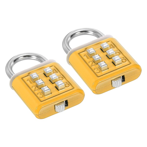 PATIKIL 6 Digit Button Combination Padlock, 2 Pack 3 Position