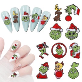 20Pcs Christmas Nail Charms, Cute Alloy 3D Gems Design Metal Nail Art Supplies, Winter Nail Decor DIY Christmas Nail Decoration Accessories for Women