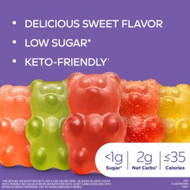 Atkins Endulge Gummy Bears Variety Pack, Low Sugar, Keto Friendly, Keto Sweet Treats, 18 Pack (12 Sweet Gummy Bears, 6 Sour Gummy Bears)