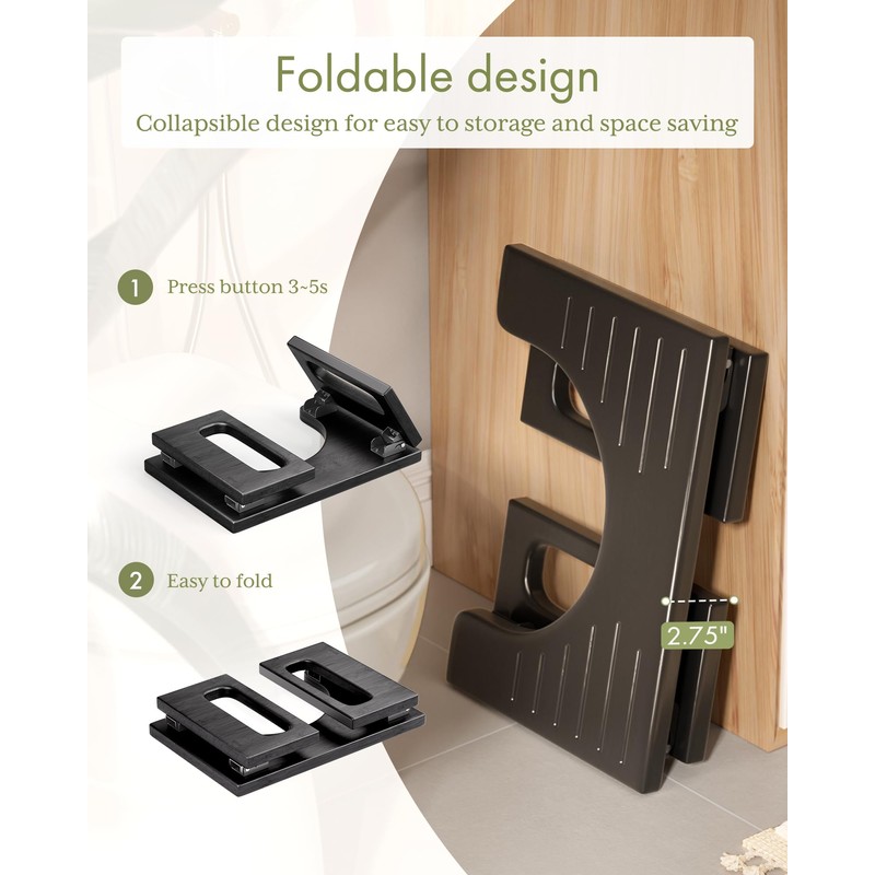 AmazerBath 7 Inches Bamboo Toilet Stool Squat for Adult, Foldable