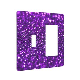 Purple Bling Combination Wall Plate 1 Toggle 1 Rocker Light Switch Cover Decorative 2 Gang Switch Plate Covers for Bathroom Bedroom Electrical Faceplate 4.5 x 4.5 Inch