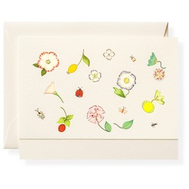 Karen Adams Box of 8 Assorted Notecards with Matching Envelopes - Garden Variety, Natural White