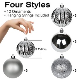 8 cm Christmas Decoration Christmas Baubles, 16 Pieces Shatterproof Christmas Tree Baubles Ornaments Christmas Tree Decoration Baubles