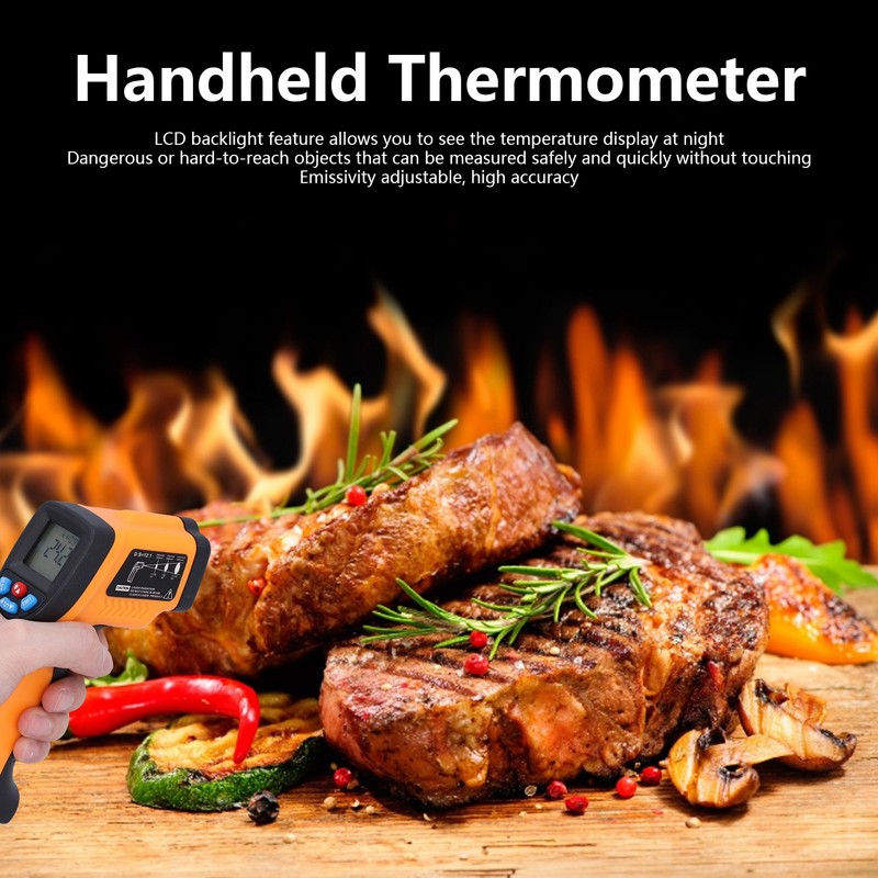 GM550 Infrared Thermometer Handheld Temperature Tester Digital NonContact Thermometer(Orange Yellow