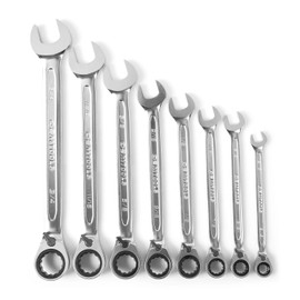 OEMTOOLS 23989 8 Piece RingStop Reversible Ratcheting Wrench Set, SAE | Mechanics’ Ratcheting Wrench Set | SAE Sizes: 5/16", 3/8", 7/16", 1/2", 9/16", 5/8", 11/16," & 3/4" | Organizing Tray Included