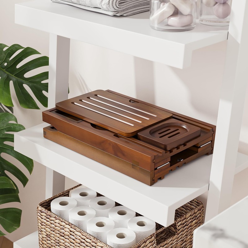 Premium Foldable Teak Bathtub Tray, Expandable Bath Tray for Tub,