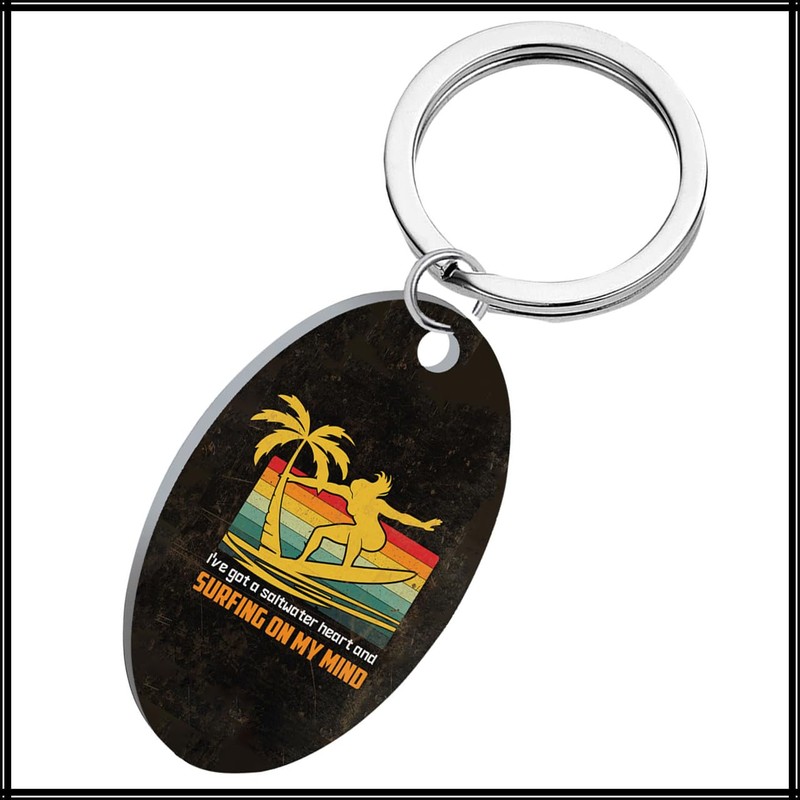White Fang AZ364 Keychain, Surfing, Retro Design, Gift, Accessory, Men's,