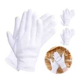 3 Paar Baumwollhandschuhe, wiederverwendbare trockene Handschuhe, geeignet für Feuchtigkeit, Kosmetik, Ekzem, Spa und Münzschmuck, Inspektionsservice.