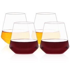 HAHASHOW Stemless Plastic Wine Glasses, Unbreakable Diamond Glasses, Sturdy Plastic Cup, Set of 4 Shatterproof Glassware, Water,Juice,Wine Glasses, for Birthday, Mother's Day, Wedding Gifts