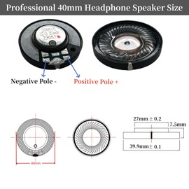 40mm 32ohm Headphone Speaker Driver, Crystal Clarity Great Sounds Headset Speaker for Beats Studio Pro, Studio3, Studio2, WH-1000XM4, WH-1000XM3, DIY Speaker - 2 Packs