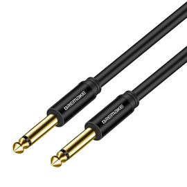 DREMAKE 6.35mm 1/4'' to 1/4'' Jack Guitar Cable, Mono 6.5mm TS Quarter Inch Unbalanced Patch Speaker Cable, 6.35mm Male to Male Amp Cord for Electric Bass Pro Audio Electric Mandolin, 6FT/Black