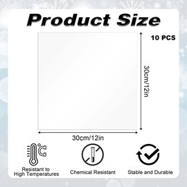 PEOVLVN 10 Pcs Polycarbonate Sheets, 12x12x0.02inch Clear Plastic Sheet Shatter Resistant Cuttable Polycarbonate Panels Hard Plastic Sheets for DIY Crafts Picture Poster Frames Invitations Displays