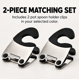 Pot Spoon Holder Clips for Cooking Utensils – 2-Pack Stainless Steel Pot Side Clips for Convenient, Mess-Free Kitchen Cooking