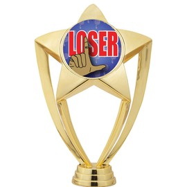 Crown Awards Loser Trophy, 8" Gold Star Loser Trophies with Deluxe Round Base Prime