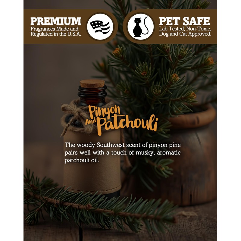 Pinyon & Patchouli Scented Natural Soy Candle, Essential Fragrance Oils,