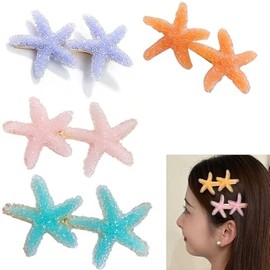 Starfish Hair Clips Mermaid Seashell Clip 4 Pcs Sea Shell Hair Barrettes Seastar Clips Mermaid Starfish Acessories for Women Girls Sea Shell Seashell Hairpieces