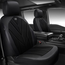 Airy Cool Memory Foam Seat Covers, Leather Mesh Thick Car Seat Covers Front Seats 2, Universal FIT for Cars,SUV,Trucks, Comfort-Durable-Breath, Airbag Compatible, All Black