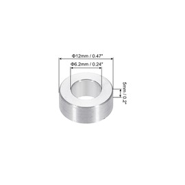 PATIKIL M6 Aluminum Spacers, 12pcs 1/4" x 1/2" Round Metal Spacers for 1/4 or M6 Screw Bolts, Unthreaded Standoff Bushing 3/16"L, 6.2x12x5mm