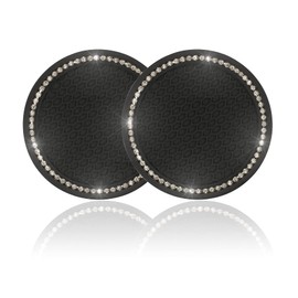 JUSTTOP 2 Pack Universal Auto Anti Slip Cup Holder Insert Coaster, Car Cup Holder Coaster, Bling Crystal Rhinestone Car Interior Accessories, Black - Grey