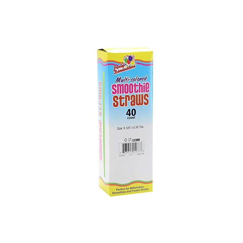 Smoothie Straws Straws - 9.12" (40 Pcs) | Multi-Colored Plastic