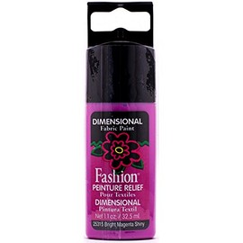 Plaid Fashion Dimensional Fabric Paint in Assorted Colors (1.1-Ounce), Bright Magenta