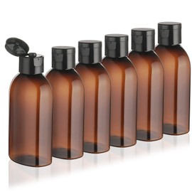 Travel Shampoo Bottles 6 Pack 3.4oz/100ml TSA Approved Squeezable Travel Size Bottles for Toiletries Leak-proof Shampoo and Conditioner Bottle Empty Plastic Squeeze Bottle Travel Essentials(Brown)