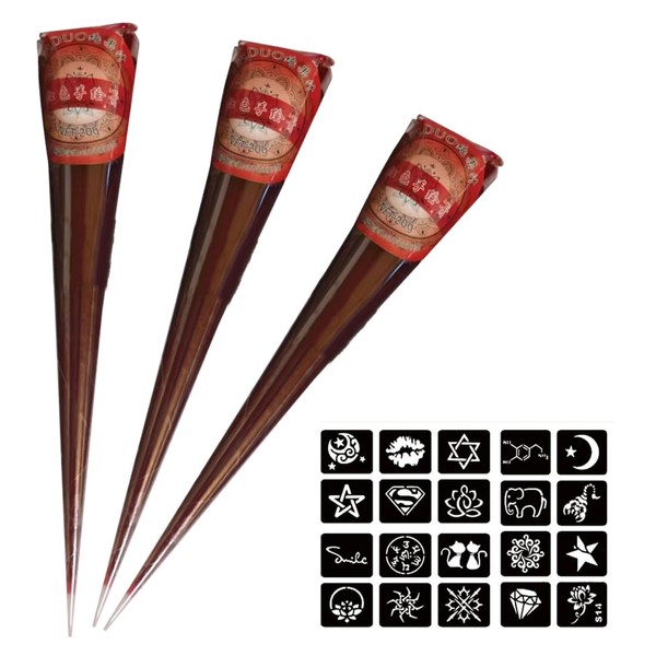 YAYNO Pack of 3 Henna Tattoos, Temporary Tattoos, Temporary Tattoo