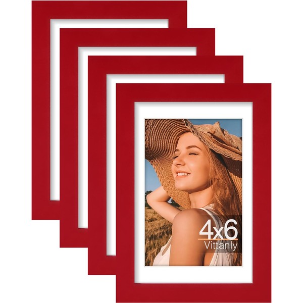 Vittanly 4x6 Picture Frames Set of 4, Display Pictures 3.5x5