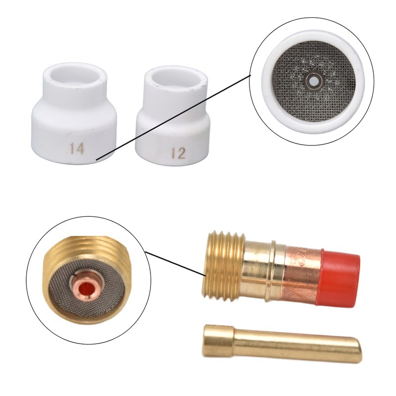 LiebeWH 4pcs TIG Gas Lens Kit White Ceramic Nozzle Short